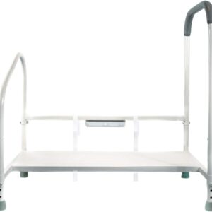 Step2Bed Bed Rails For Elderly with Adjustable Height Bed Step Stool & LED Light for Fall Prevention - Portable Medical Step Stool comes with Handicap Grab Bars making it easy to get in and out of bed