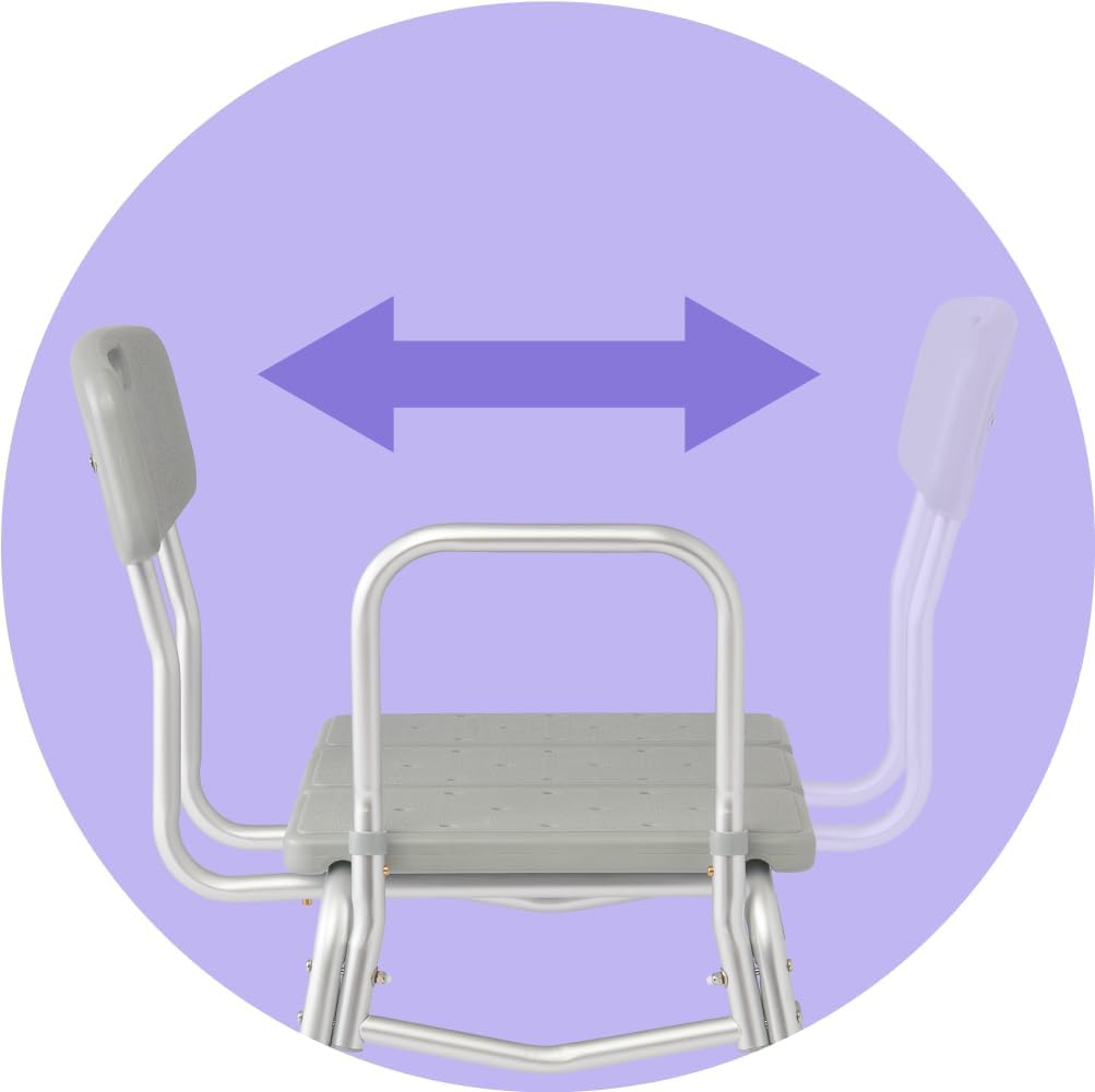 Medline Transfer Bench for Bathtubs and Showers, Adjustable Shower Bench and Bath Seat for Seniors and Adults, Slip-Resistant Feet, Heavy-Duty 400 lb. Weight Capacity, Tool-Free Assembly - Image 8