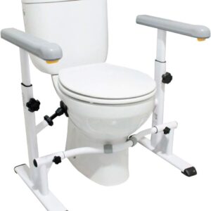 KMINA - Toilet Safety Rails for Seniors (330 lbs), Frame with Arms, Adjustable Height and Width, Grab Bars