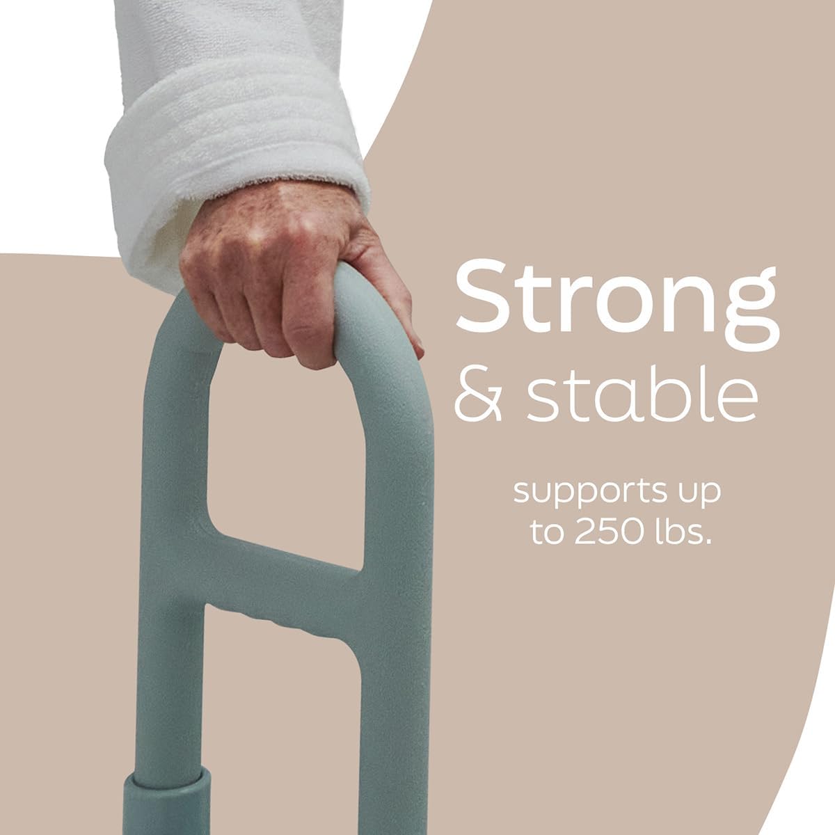 Medline Bathtub Grab Bar w/ Microban – Bathroom Wall Support Handle, Non-Slip Shower Bar, for Elderly, Seniors & Handicapped – 250 Lbs. Capacity - Image 4