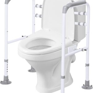 Toilet Safety Rails, Adjustable Toilet Safety Frame, Toilet Safety Rails for Seniors, Toilet Handles for Elderly and Disabled, Toilet Rails for Seniors, Toilet Rails,Elderly Assistance products, 600LB