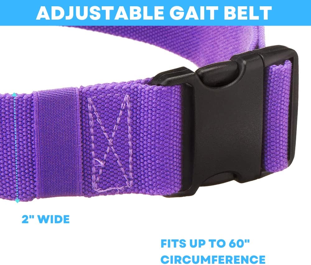 Gait Belt with Plastic Buckle by LiftAid - Transfer and Walking Aid with Belt Loop Holder for Assisting Therapist, Nurse, Home Care - 60"L x 2"W (Purple) - Image 4