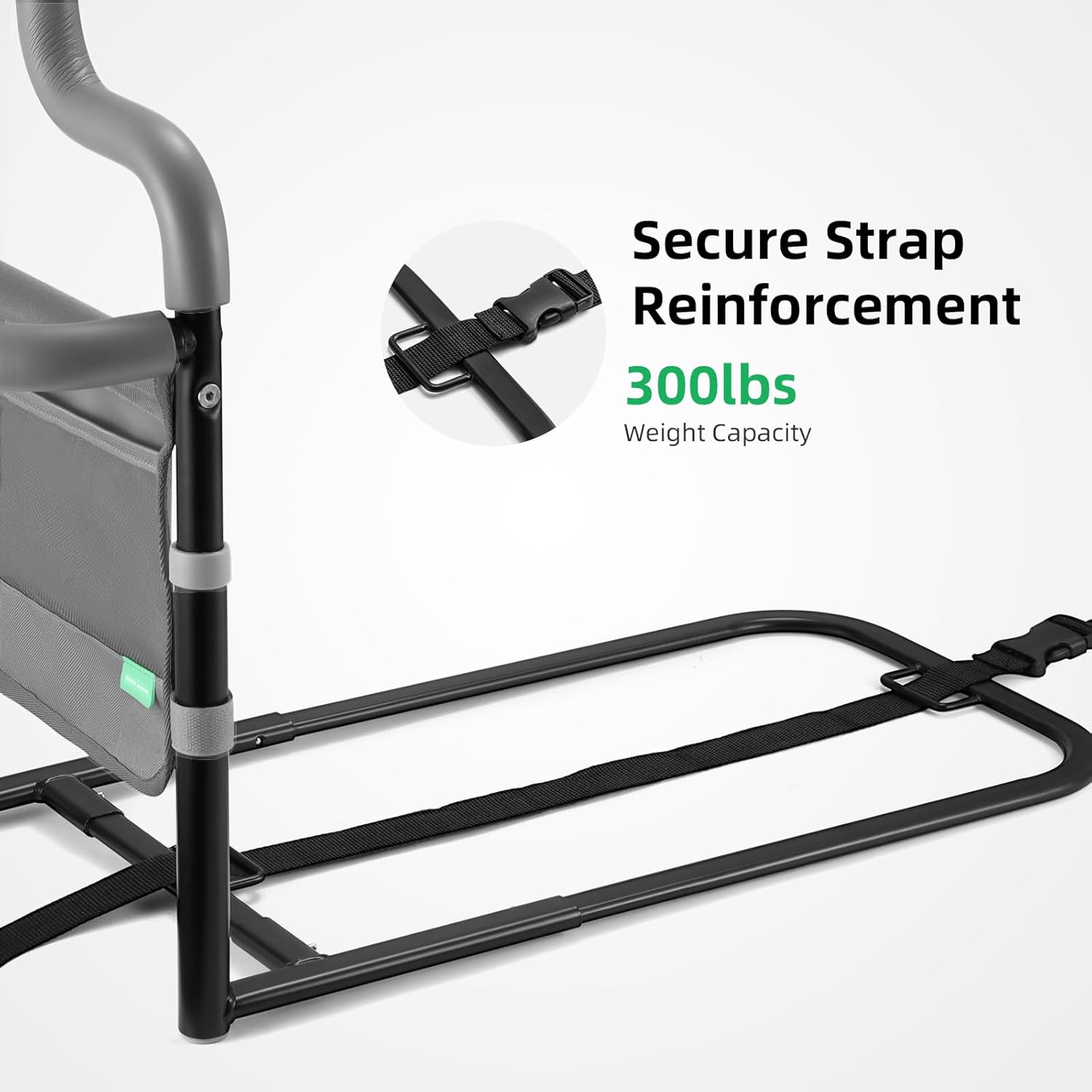 Dual Bar Bed Rail for Elderly Adults Safety with Storage Pocket, Bed Assist Rail for Seniors for Easily Getting in & Out of Bed, Bed Rails Fits King, Queen, Full, Twin Bed - Image 4