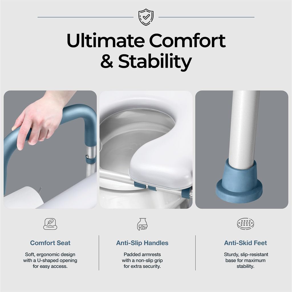 Toilet Seat Risers For Seniors Width and Height Adjustable Raised Toilet Seat With handles for Elderly, Handicap, Elevated, Pregnant, Fit Any Toilet Riser Heavy Duty Up To 400lbs - Image 6