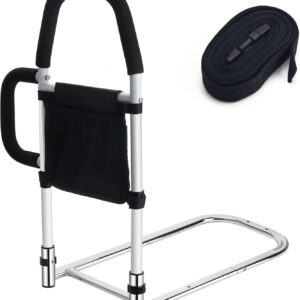 Bed Rails for Elderly Adults, Bed Assist Rails for Seniors with 2 Grab Bars & Storage Pocket & Fall Prevention Guard, Fits King, Queen, Full, Twin Bed, Support Up to 300lbs (Standard)