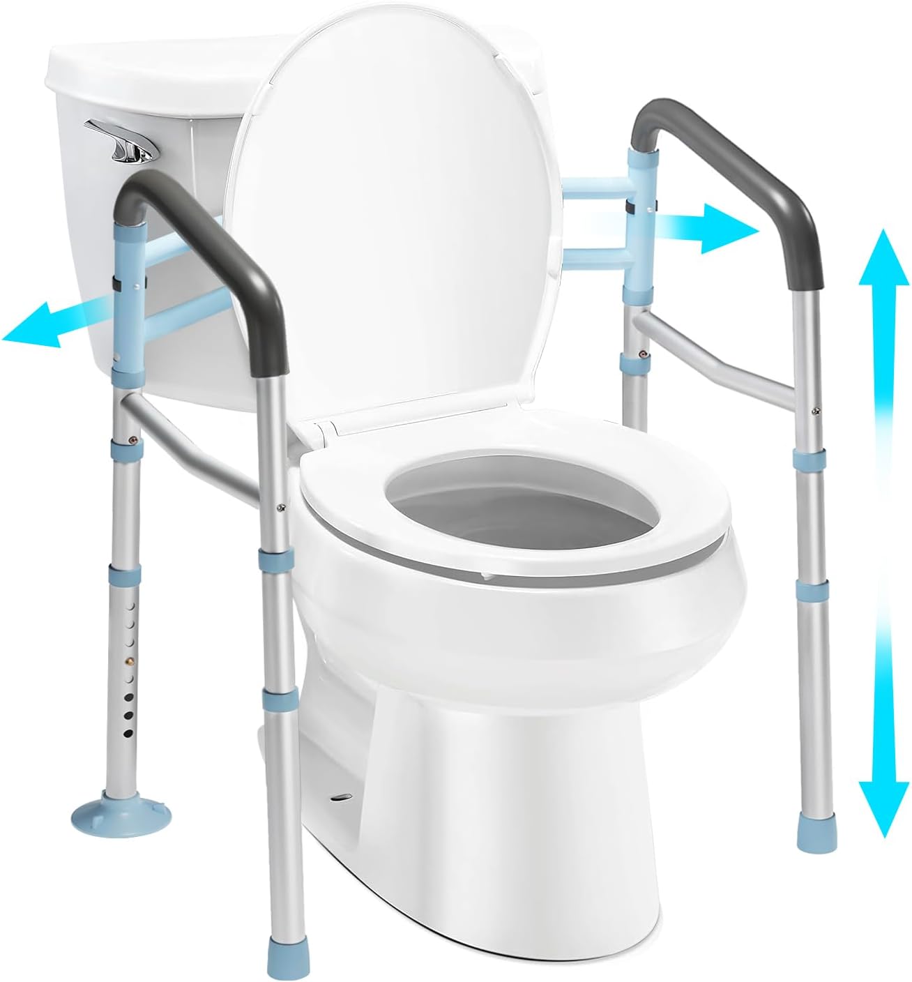 OasisSpace Stand Alone Toilet Safety Rail - Heavy Duty Medical Toilet Safety Frame for Elderly, Handicap and Disabled - Adjustable Bathroom Toilet Handrails, Width Adjustable Design, Fit Any Toilet