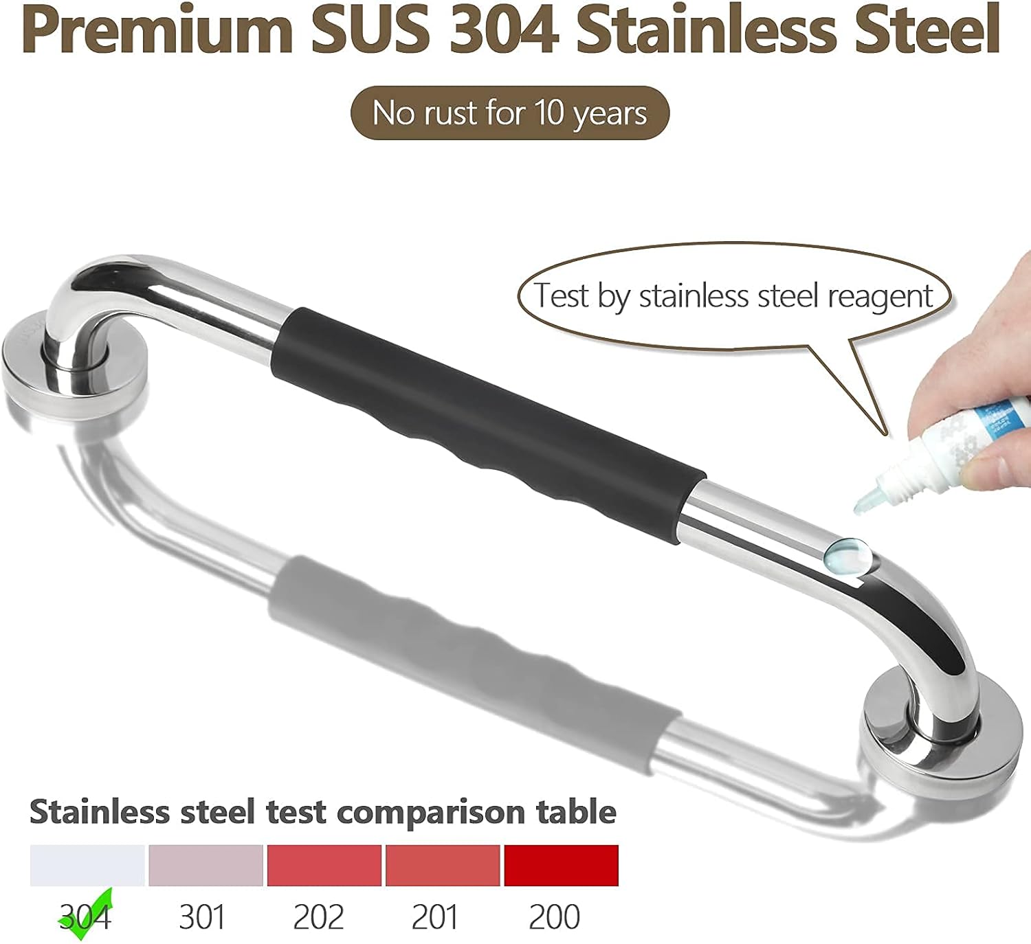 2 Pack Grab Bars for Bathroom, 16 Inch Anti Slip Bathroom Handicap Grab Bars for Showers, Safety Bath & Shower Grab Bar for Seniors, Shower Handles for Elderly, Tesuchan - Image 4