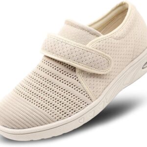 Womens Diabetic Walking Shoes Adjustable Outdoor Sneakers Recovery Easy On Off Strap Wide Width Slippers Comfort for Seniors Elderly Woman Swollen Feet, Edema, Foot Pain