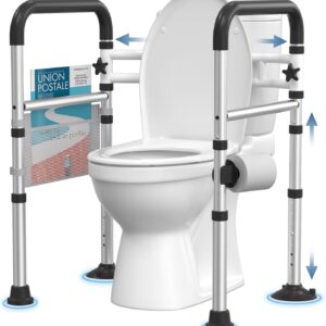 Toilet Safety Rails for Seniors, FSA/HSA Eligible Adjustable Detachable Toilet Safety Frame with Handles for Elderly and Disabled, 350LBS Handicap Toilet Rail Fits Most Toilets