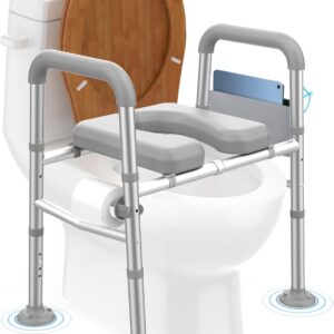Sliq Toilet Seat Risers for Seniors, Raised Handicap Toilet Seat with Handles Over Toilet, 400 Lbs Capacity High Toilet Riser with Handles for Elderly Adults, Handicap, and Pregnant
