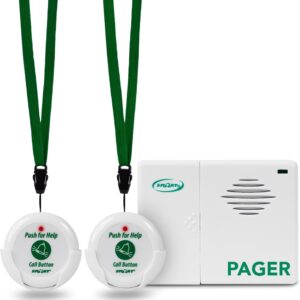 Smart Caregiver Pager System with 2 Call Buttons for Elderly Assistance, Fall Prevention, and Nurse Calling | Wearable Wireless Pager for Patient Help at Home | USA-Based Company and Customer Support
