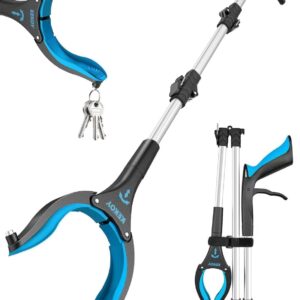 36inch Grabber Reacher Tool for Seniors, Foldable Reacher Grabbers Pickup Stick with Anti-Slip 360° Rotating Jaw, 4" Wide Extended Claw with Magnet for Disabled, After Surgery Recovery