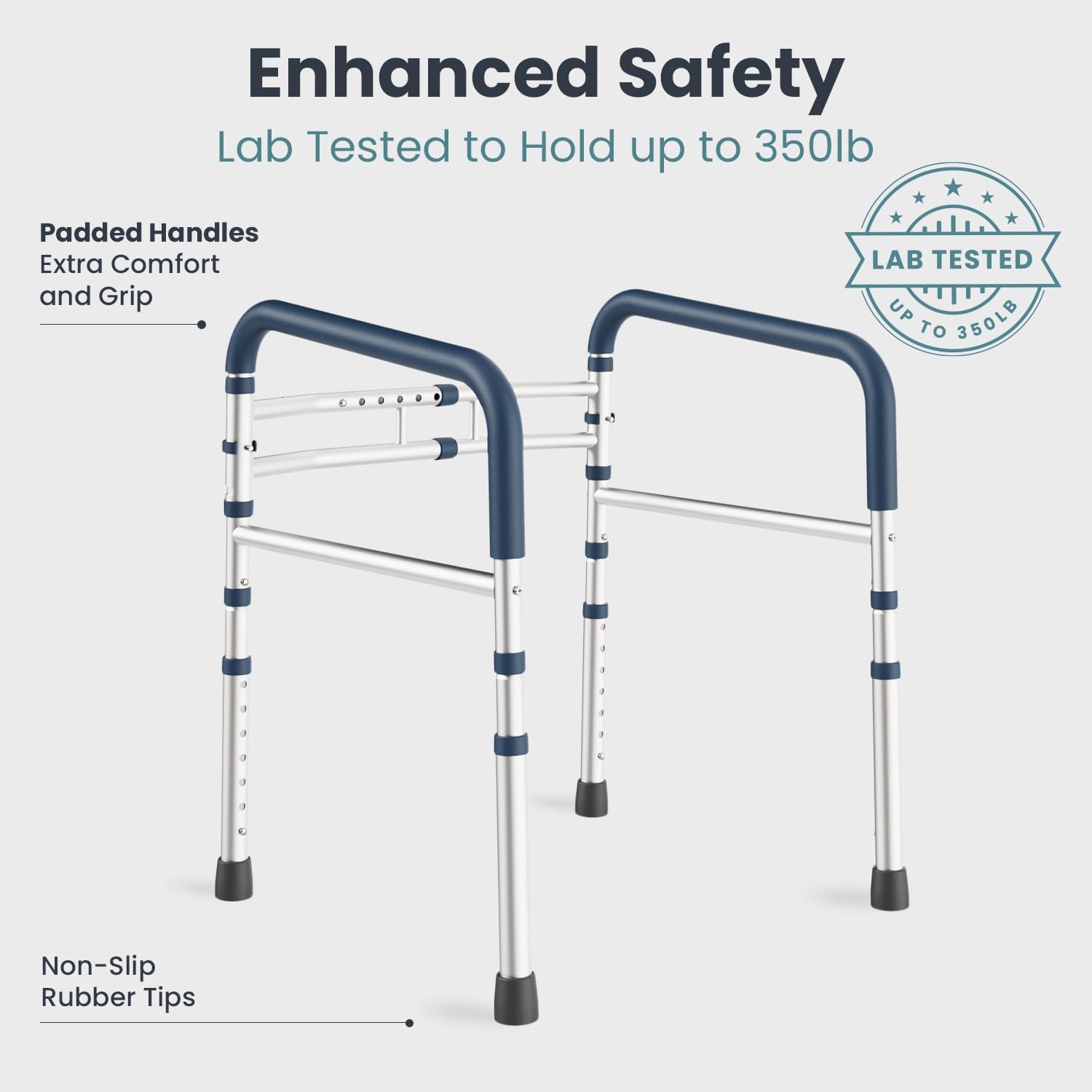 FSA/HSA Eligible - Toilet Safety Rails (350 lb) - Adjustable Toilet Safety Frame & Rails, Toilet Safety Rail for Elderly Adults, Toilet Handles for Seniors, Toilet Bars for Elderly & Handicap - Image 6