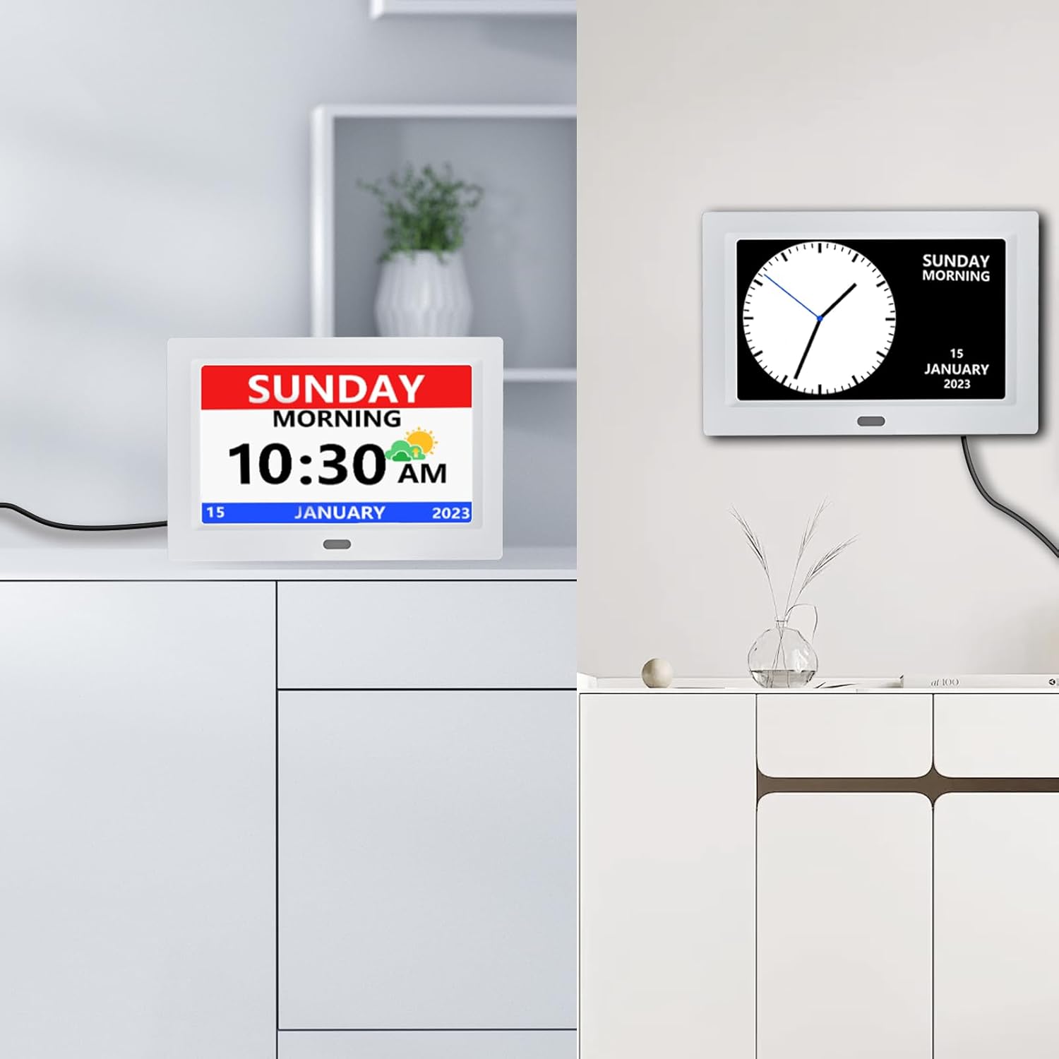 10 Inch Clock with Day and Date for Elderly Large Display Digital Clocks 12 Alarm 3 Medicine Reminders Large Font Alzheimer's Clock Alarm Clocks for Seniors Dayclock White - Image 4