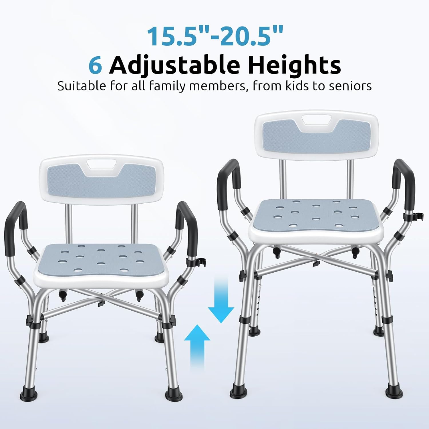 Shower Chair for Inside Shower, BRITULIF 550 lbs Heavy Duty Shower Chair for Elderly and Disabled, Shower Seat FSA/HSA Eligible, 6 Height Adjustable, Ideal for Adult and Senior Bathroom Needs - Image 5