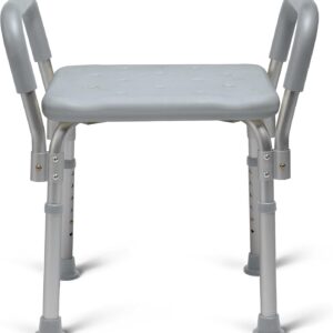 Medline Backless Shower Chair with Arms - 350 lb. capacity, Bench, Stool, Seat for Elderly, Seniors Independent Adult and Disabled Adults