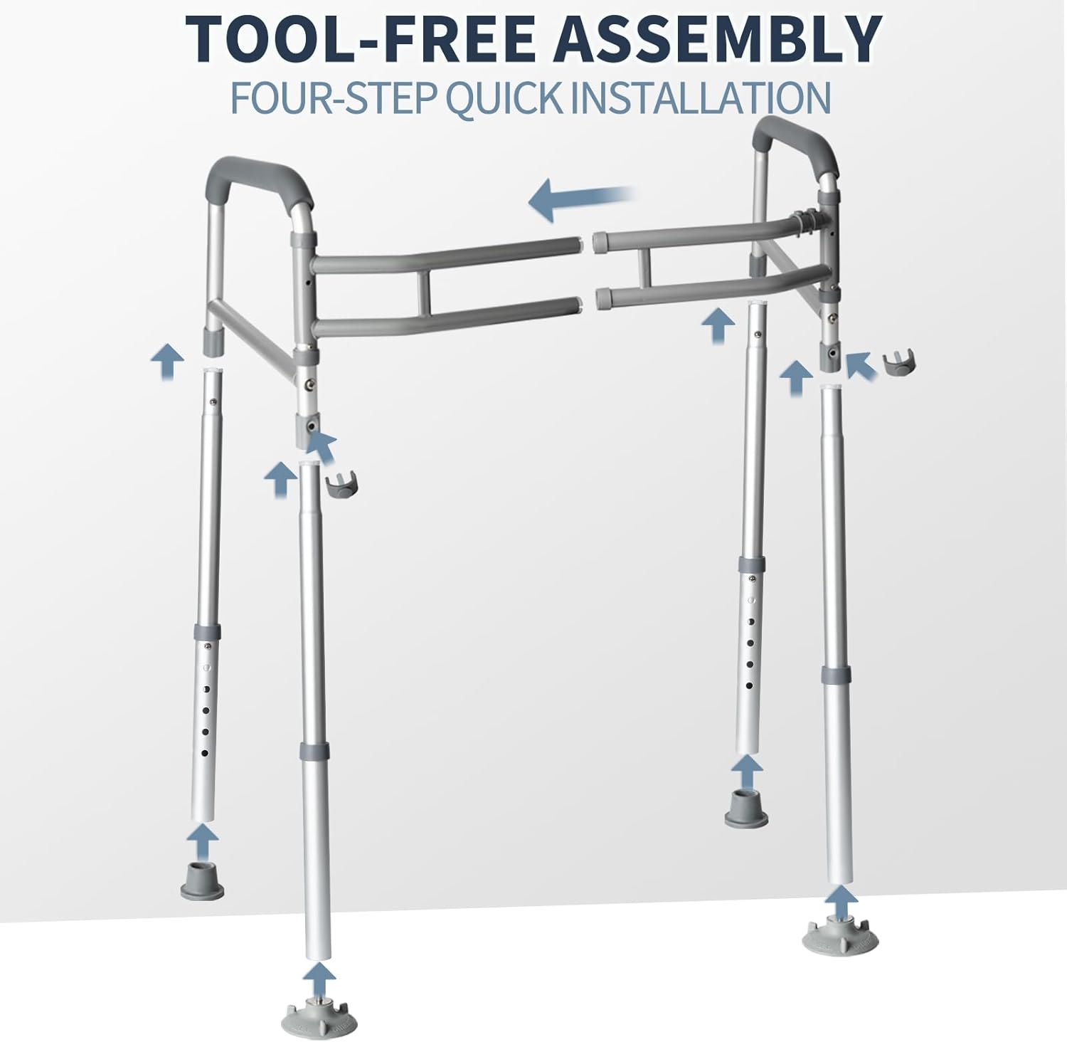 Toilet Safety Rails for Seniors & Disabled - Adjustable, Foldable, Tool-Free Assembly, 350 lbs Capacity - Image 3