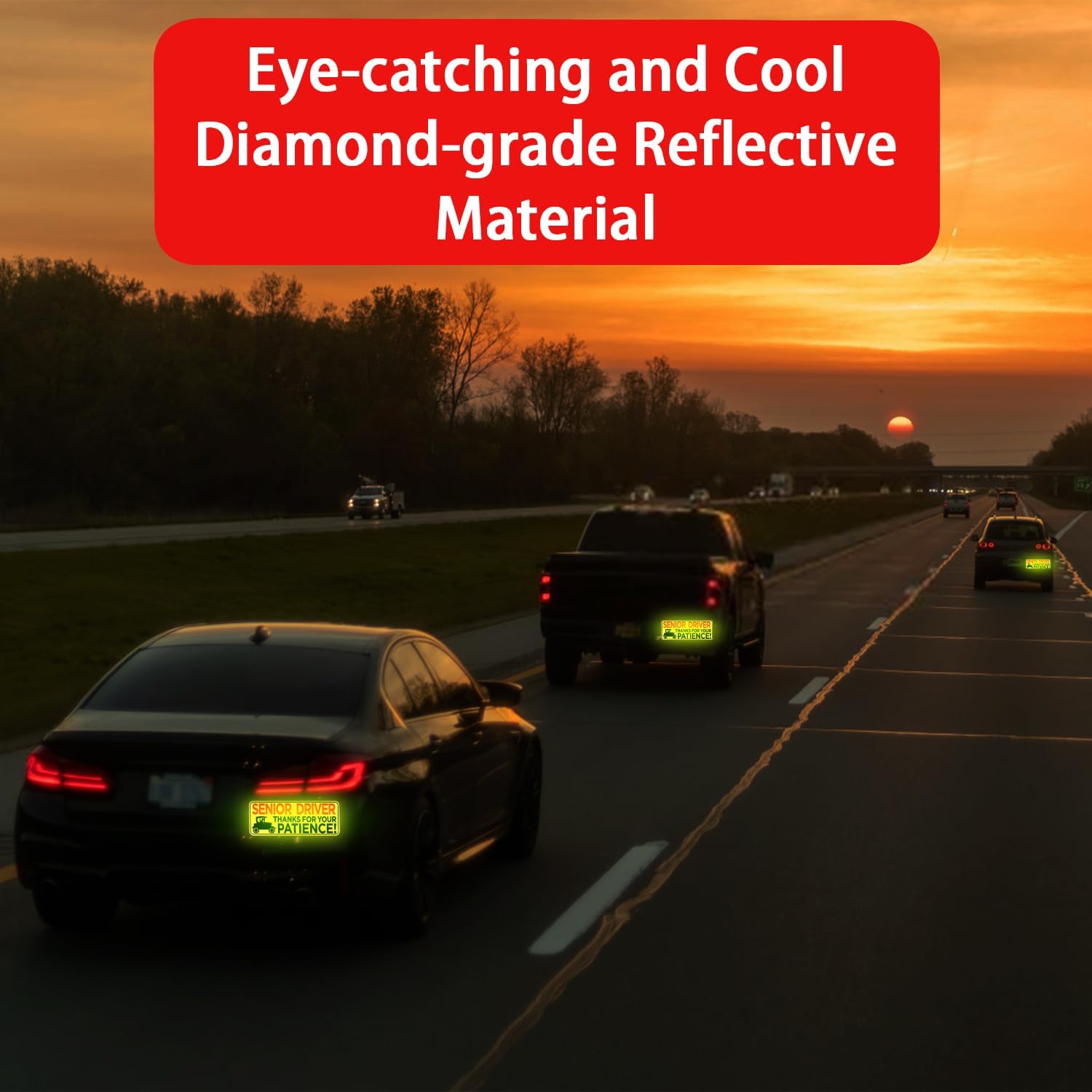 2pcs Senior Driver Car Magnet - Please Be Patient 10.24x3.94in Elderly Driver Sticker Reflective Magnetic Safety Sign - Image 5