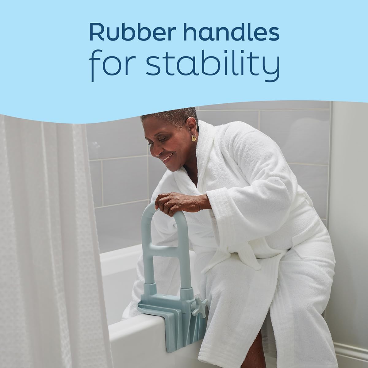 Medline Bathtub Grab Bar w/ Microban – Bathroom Wall Support Handle, Non-Slip Shower Bar, for Elderly, Seniors & Handicapped – 250 Lbs. Capacity - Image 5