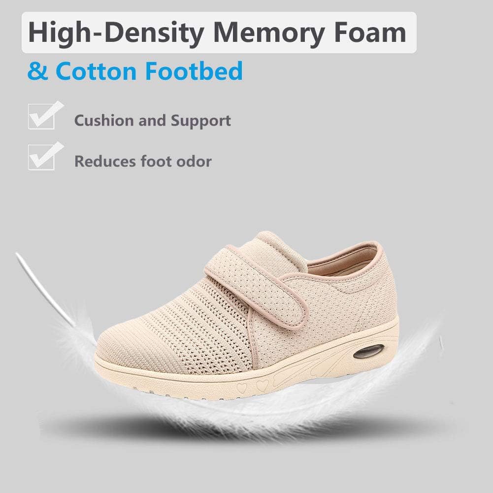 Womens Diabetic Walking Shoes Adjustable Outdoor Sneakers Recovery Easy On Off Strap Wide Width Slippers Comfort for Seniors Elderly Woman Swollen Feet, Edema, Foot Pain - Image 5
