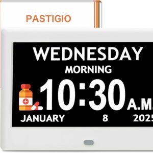 2025 NEW, Digital Clocks, 7'' Dementia Clock with Date and Time for Elderly, Auto-Dimming, 12 Reminders & 6 Alarms, Button & Remote Control, Auto DST, Digital Calendar for Seniors Large Display