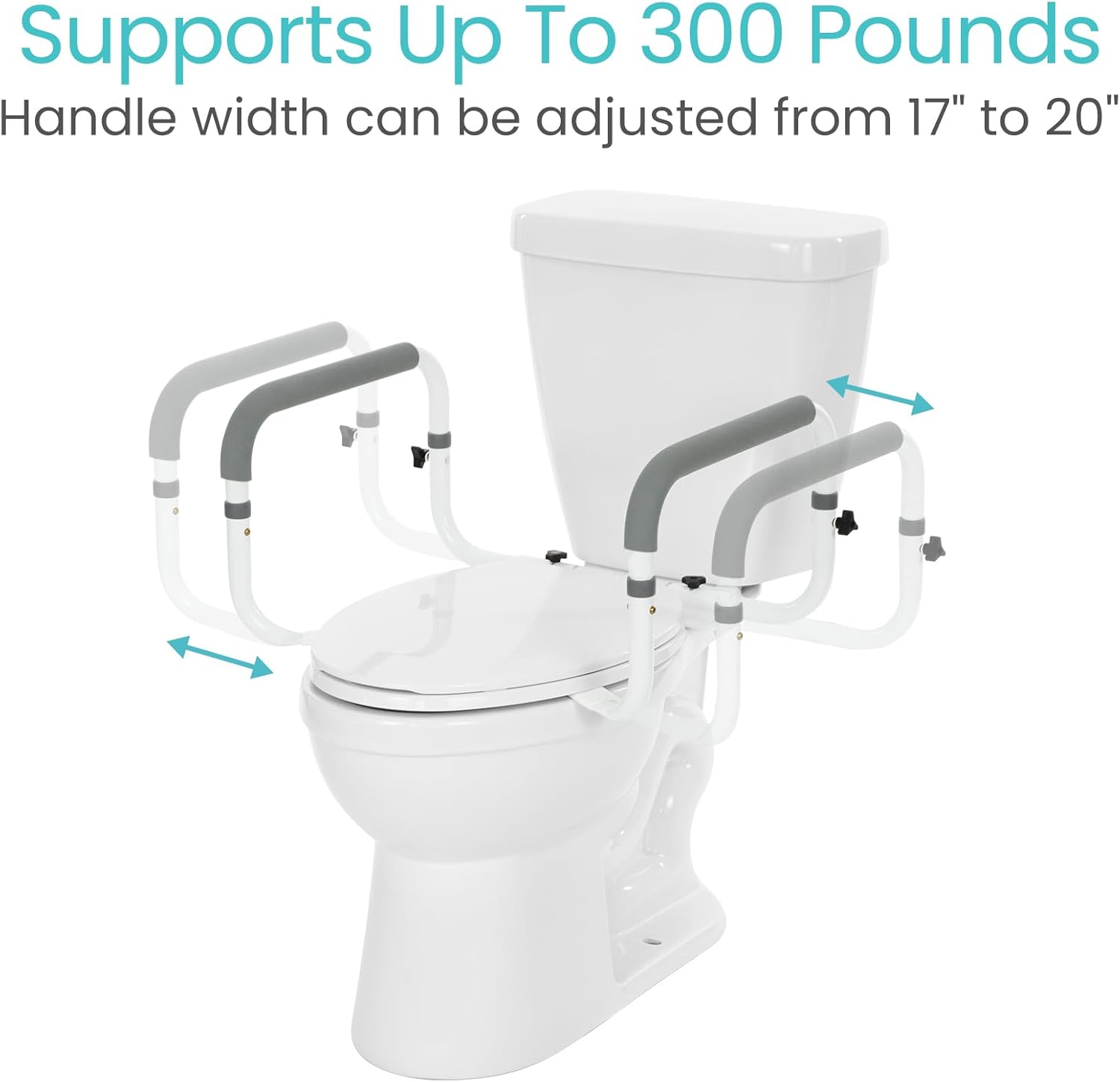 Vive Toilet Safety Rail - Adjustable Grab Bar - Compact Support Frame with Handrail for Bathroom Toilet Seat - Easy Installation for Handicap Senior Bariatrics, Elderly Balance - Padded Hand Armrest - Image 7