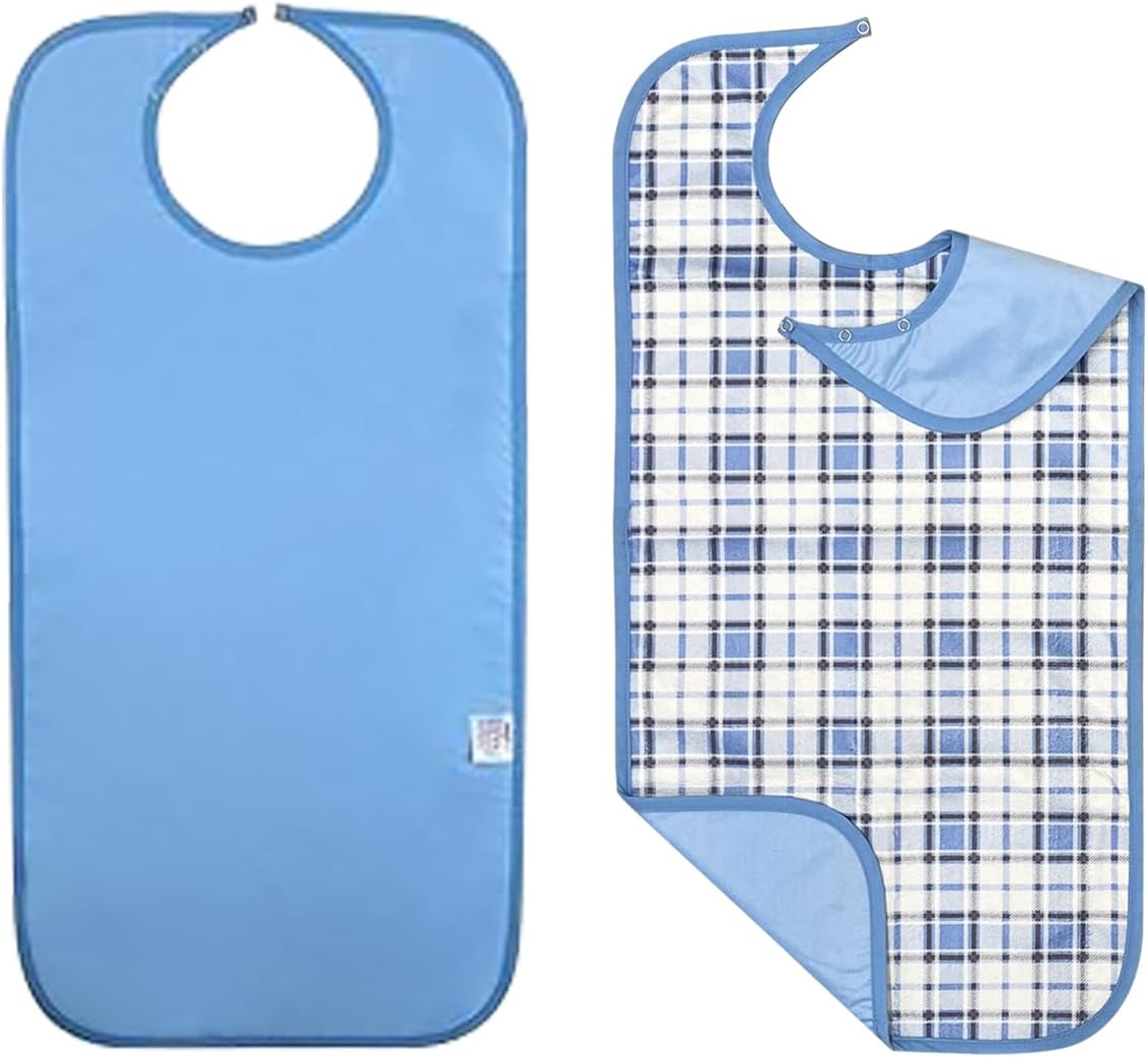 Adult Bibs, 3-Pack Washable Waterproof Clothing Protector for Men, Women, Elderly Seniors - Reusable Large Feeding Bibs - Image 4