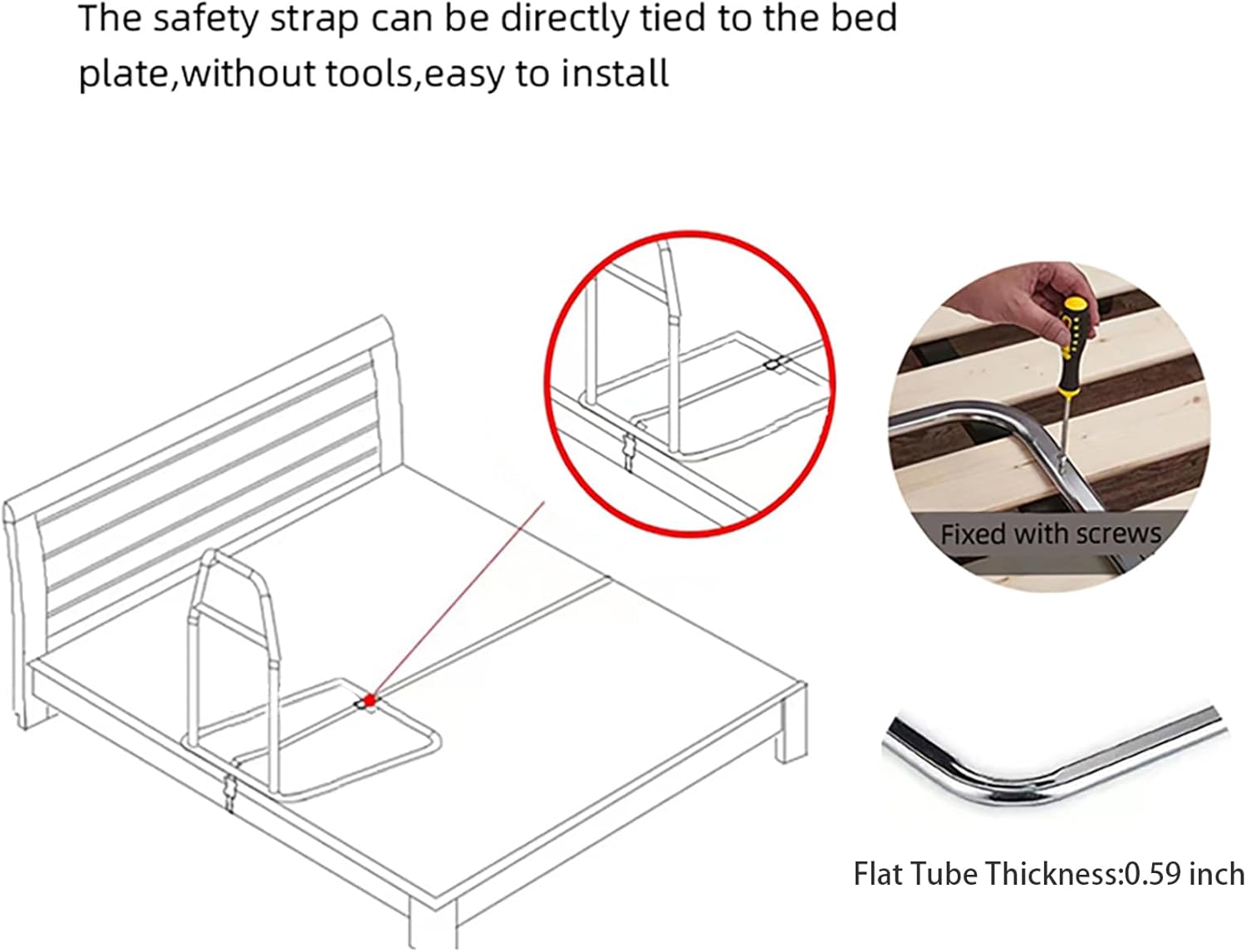 Bed Rails for Elderly Adults - Bed Assist Rail with Dual Grab Handles for Easily Getting in & Out of Bed, Bed Rail with Storage Pocket, fits King, Queen, Full, Twin, 300lbs - Image 6