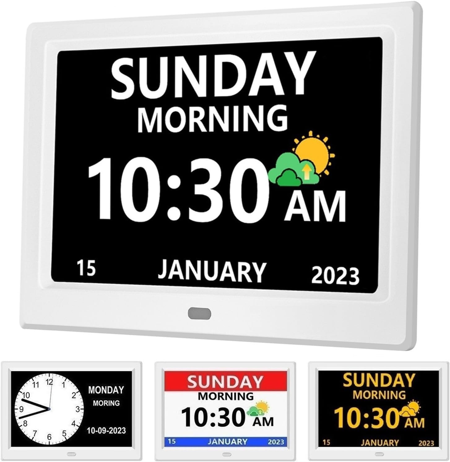 10 Inch Clock with Day and Date for Elderly Large Display Digital Clocks 12 Alarm 3 Medicine Reminders Large Font Alzheimer's Clock Alarm Clocks for Seniors Dayclock White
