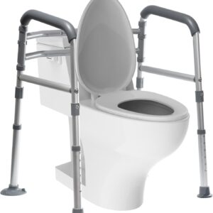 Toilet Safety Rails for Seniors & Disabled - Adjustable, Foldable, Tool-Free Assembly, 350 lbs Capacity