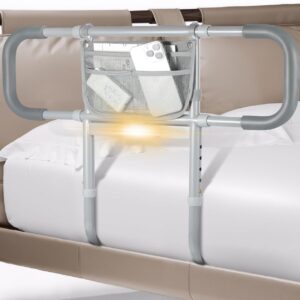 Bed Rails for Elderly Adults Safety, Extended Bed Assist Rail for Seniors with Motion Sensor Light - Adjustable Side Bed Guard Rails Handle Support Bar with Storage Bag, Fit King Queen Full Twin Bed