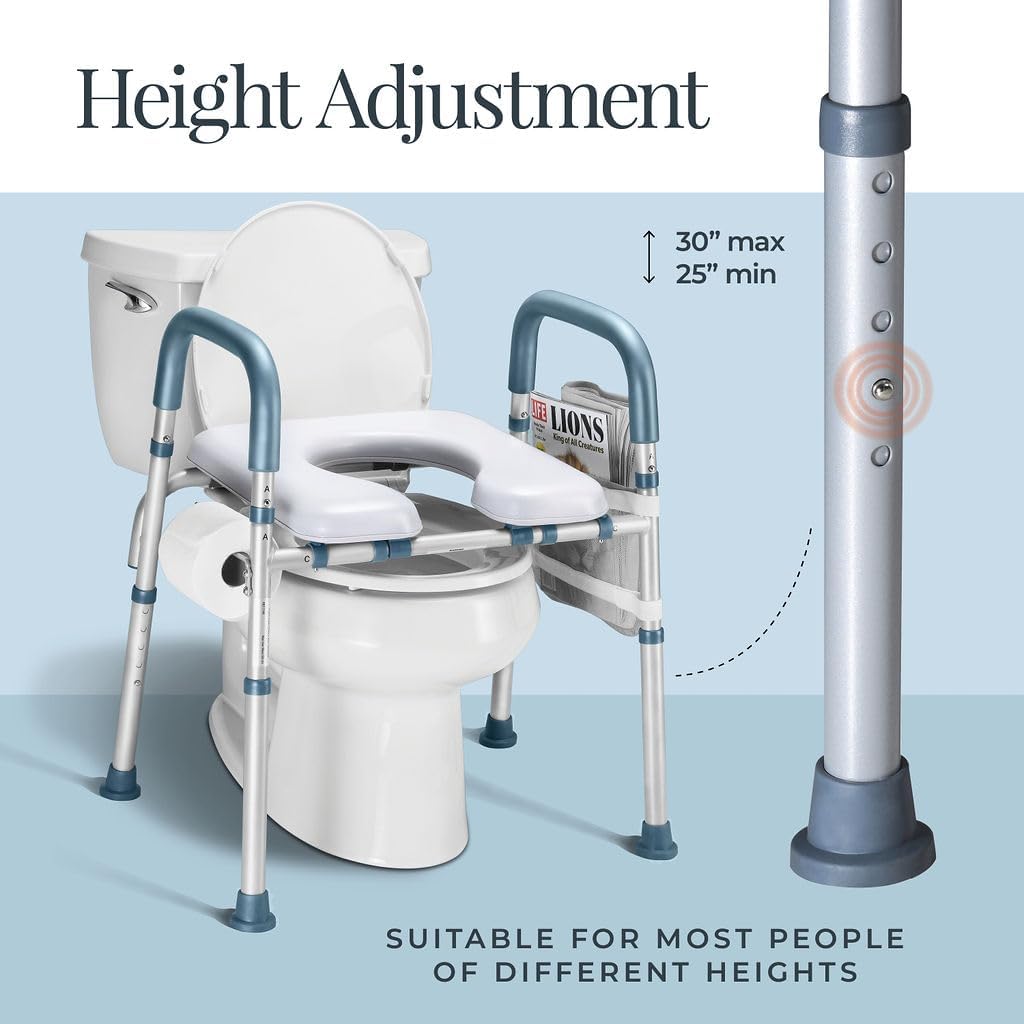 Toilet Seat Risers For Seniors Width and Height Adjustable Raised Toilet Seat With handles for Elderly, Handicap, Elevated, Pregnant, Fit Any Toilet Riser Heavy Duty Up To 400lbs - Image 3