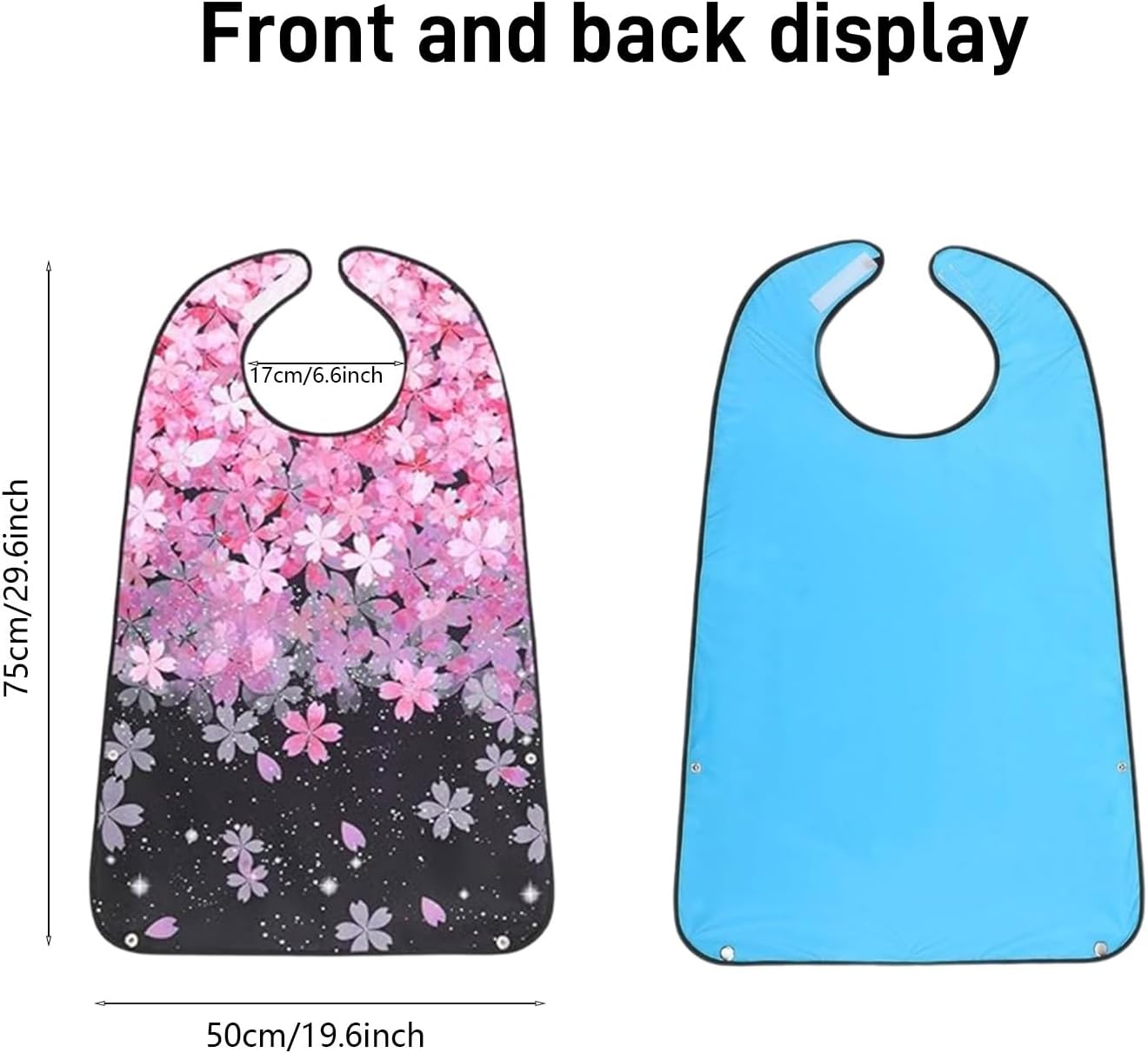 3 Pack Premium Adult Bibs For Women,Elderly Seniors and Disabled Large Bib, Washable Long Bib Clothing Protector With Crumb Catcher And Velcro Adjust - Image 3