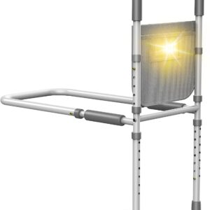 Bed Rails for Elderly Adults Safety: with Motion Sensor Light & Storage Bag -Adjustable Bed Assist Rail for Seniors - Side Bed Rail Handle Support Bar Guard Rails - Fit King Queen Full Twin Bed