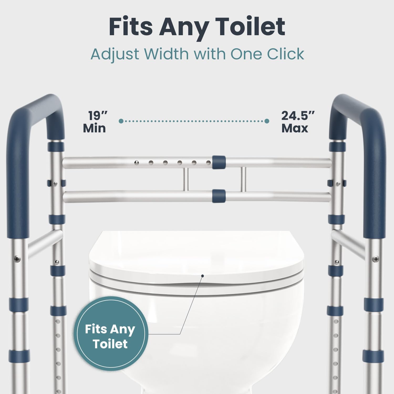 FSA/HSA Eligible - Toilet Safety Rails (350 lb) - Adjustable Toilet Safety Frame & Rails, Toilet Safety Rail for Elderly Adults, Toilet Handles for Seniors, Toilet Bars for Elderly & Handicap - Image 4
