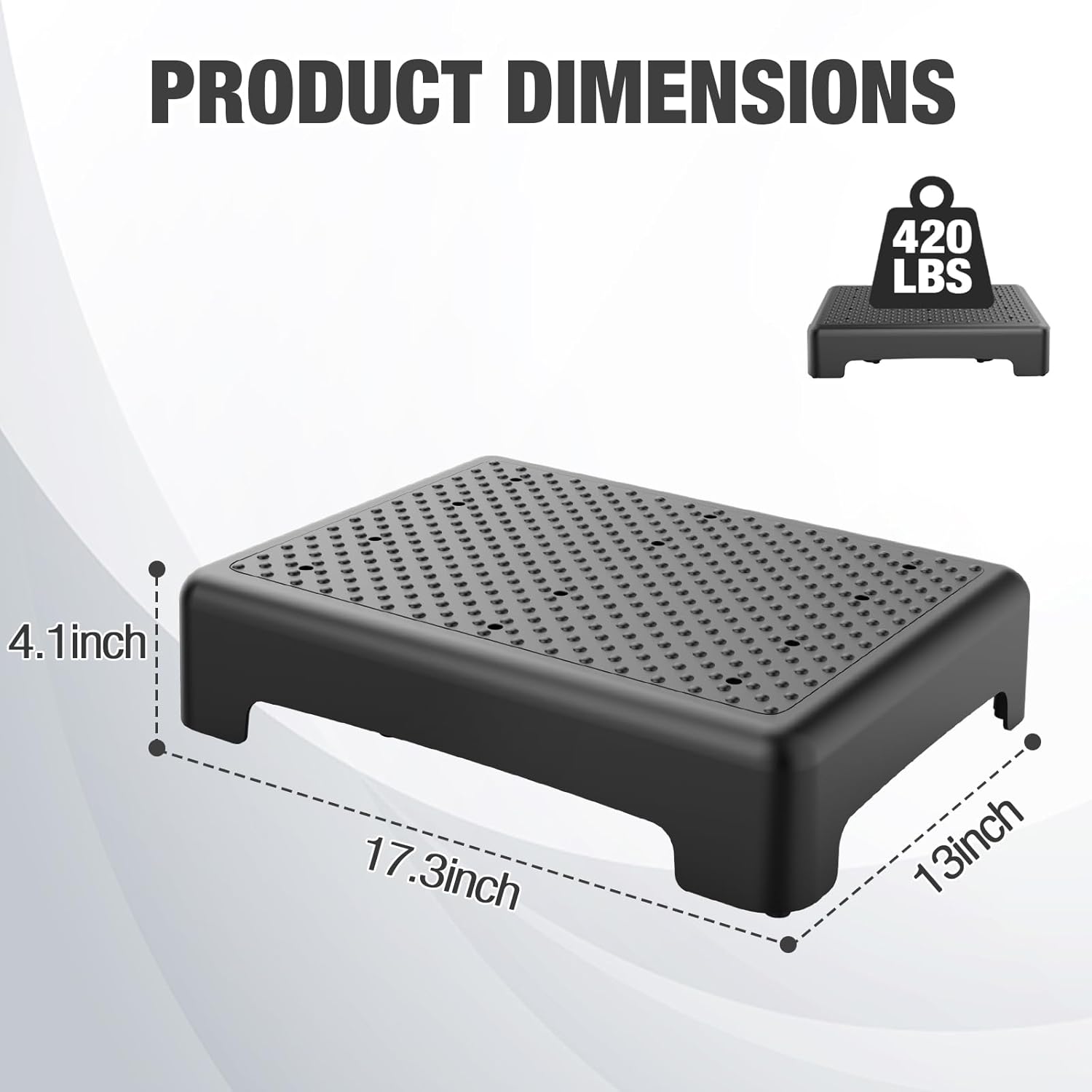 HBTower Mobility Step Stool for Adults & Seniors - Non-Slip Platform Indoor and Outdoor, Portable Riser, Safety Step for Car, Bedside, Office, Shower, Stairs - Black - Image 6