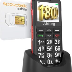 4G LTE Unlocked Senior Cell Phone with Speed Talk SIM Card 1800mAh Seniors Feature Phone Type-C Charger Basic Phone for Elderly Unlocked Feature Cell Phone with Charging Dock(Black)