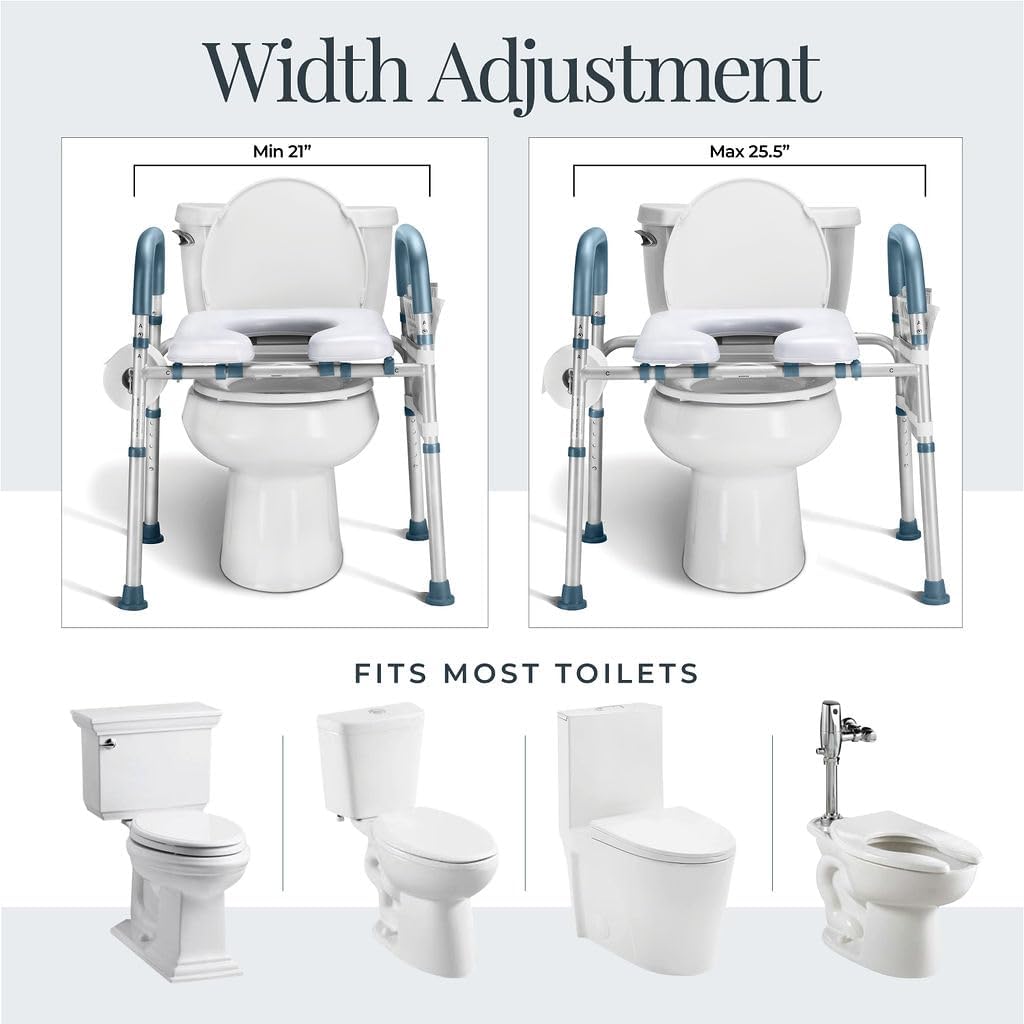 Toilet Seat Risers For Seniors Width and Height Adjustable Raised Toilet Seat With handles for Elderly, Handicap, Elevated, Pregnant, Fit Any Toilet Riser Heavy Duty Up To 400lbs - Image 2