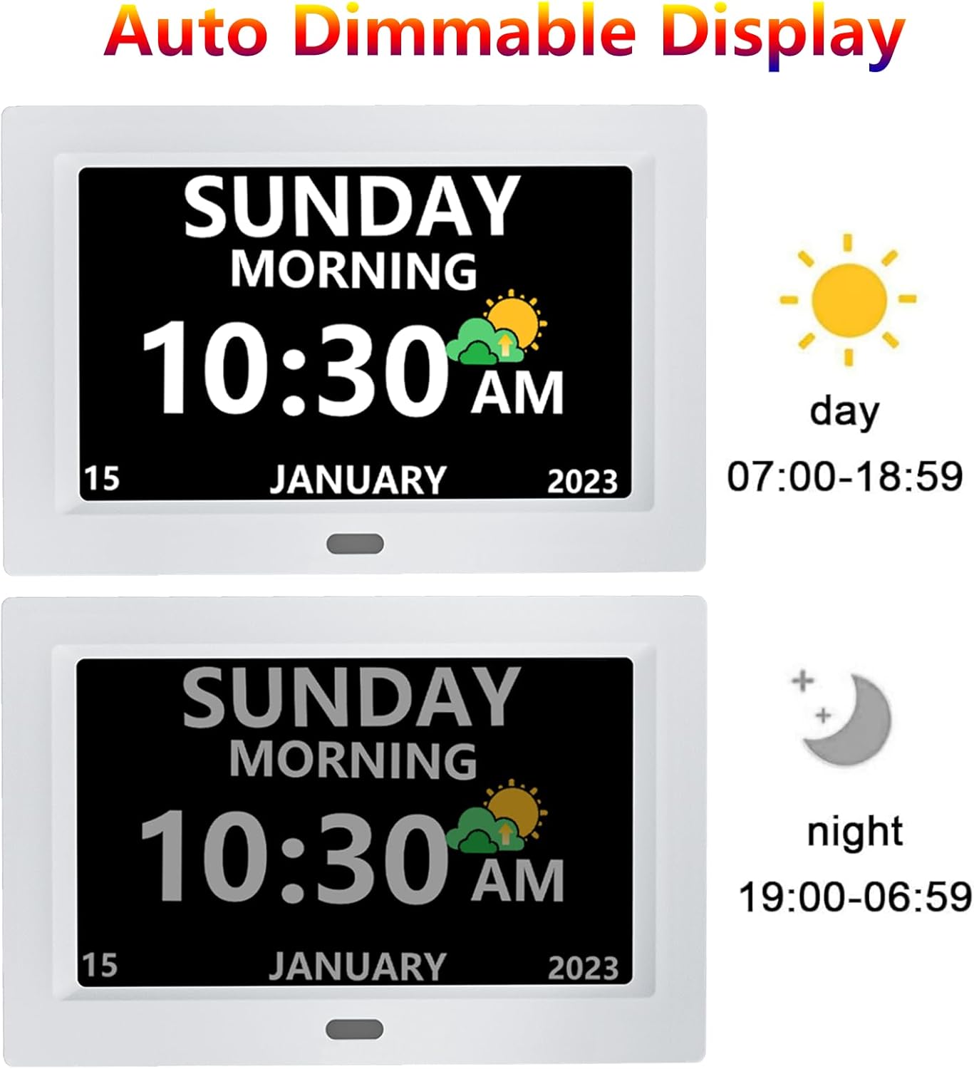 10 Inch Clock with Day and Date for Elderly Large Display Digital Clocks 12 Alarm 3 Medicine Reminders Large Font Alzheimer's Clock Alarm Clocks for Seniors Dayclock White - Image 6