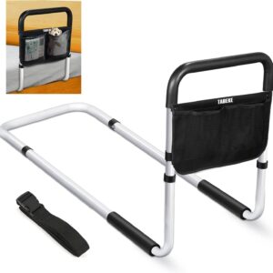 TABEKE Bed Rails for Elderly Adults Safety, Adjustable Senior Bed Assist Rail with Non-Slip Handle and Double Side Storage Pocket Fits King, Queen, Full, Twin Bed