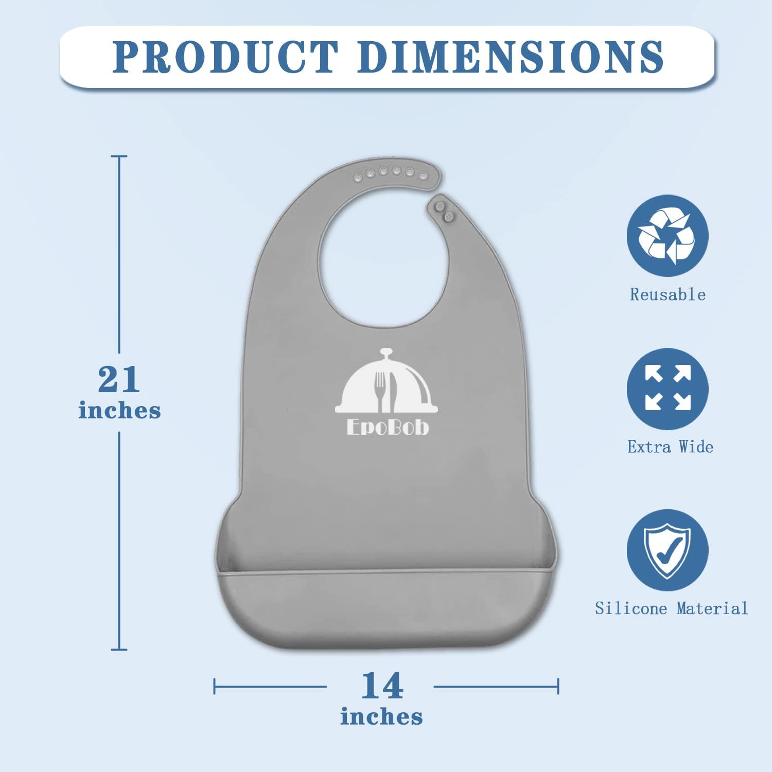 2 Pack Silicone Adult Bibs with Crumb Catcher, Washable and Adjustable Adult Bibs for Elderly Men Women Seniors - Image 2