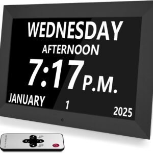 10.1" Extra Large Digital Dementia Clock - Calendar Alarm Clock for Seniors with 20 Reminders, 12 Alarms, Auto-Dimming Display for Vision Impaired & Elderly with Memory Loss Elderly
