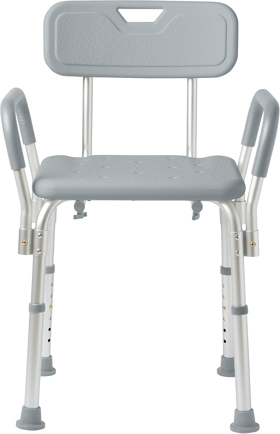 Medline Shower Chair with Backrest and Padded Armrests - 350 lb. capacity, Bath Bench, Seat, Stool for Independent Adult, Seniors, Elderly & Disabled Patients, Grey
