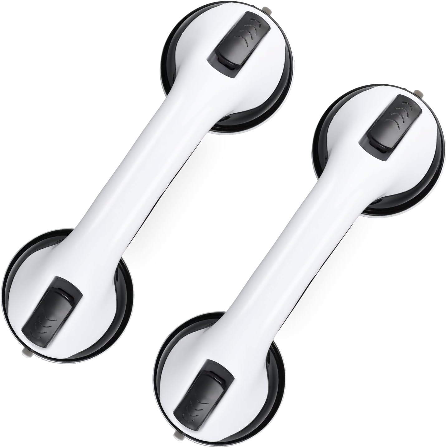 Grab Bars for Bathtubs and Showers, 2 Pack Shower Handle 12 Inch Strong Suction Shower Bar, Safety Bars for Shower Chair, Bathroom Grab Bar for Senior Black White