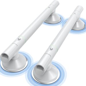 Grab Bars for Bathtubs and Showers, 2 Pack 17.7 inch Shower Handles for Elderly, 3mm Thickened TPE Material Strong Suction Cup, Shower Handicap Grab Bars for Seniors Bathroom Bath Tub Toilet - White