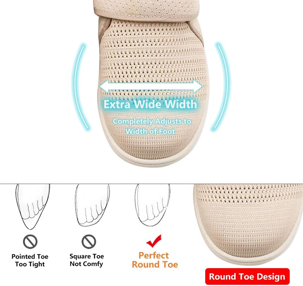 Womens Diabetic Walking Shoes Adjustable Outdoor Sneakers Recovery Easy On Off Strap Wide Width Slippers Comfort for Seniors Elderly Woman Swollen Feet, Edema, Foot Pain - Image 4