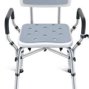 Shower Chair for Inside Shower, BRITULIF 550 lbs Heavy Duty Shower Chair for Elderly and Disabled, Shower Seat FSA/HSA Eligible, 6 Height Adjustable, Ideal for Adult and Senior Bathroom Needs