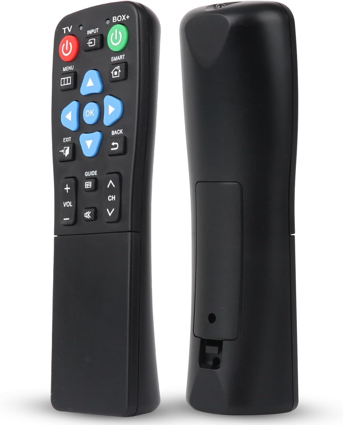 Universal Big Button Remote for Seniors, Elderly, 2-Device Control - Learning Functions, Use for TV, Streaming Box, Soundbar Audio Recevier, DVD/VCR/SAT Device & Blue-Ray DVD, Dementia Friendly Gifts