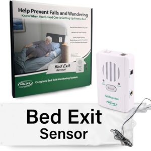 Smart Caregiver FallGuard Bed Exit Alert for Seniors Fall Prevention - Bed Alarm with 10"x30" Weight Sensing Bed Pad for Elderly - Automatically Alerts Caregiver When They Get Up