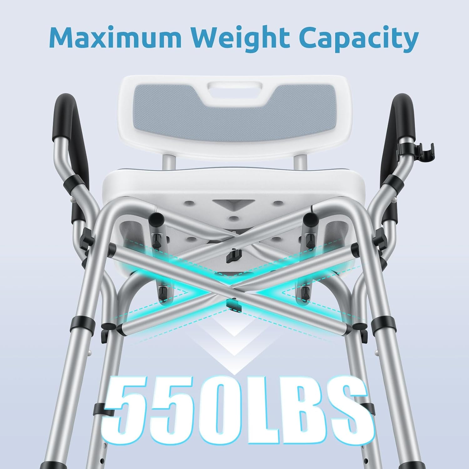 Shower Chair for Inside Shower, BRITULIF 550 lbs Heavy Duty Shower Chair for Elderly and Disabled, Shower Seat FSA/HSA Eligible, 6 Height Adjustable, Ideal for Adult and Senior Bathroom Needs - Image 4